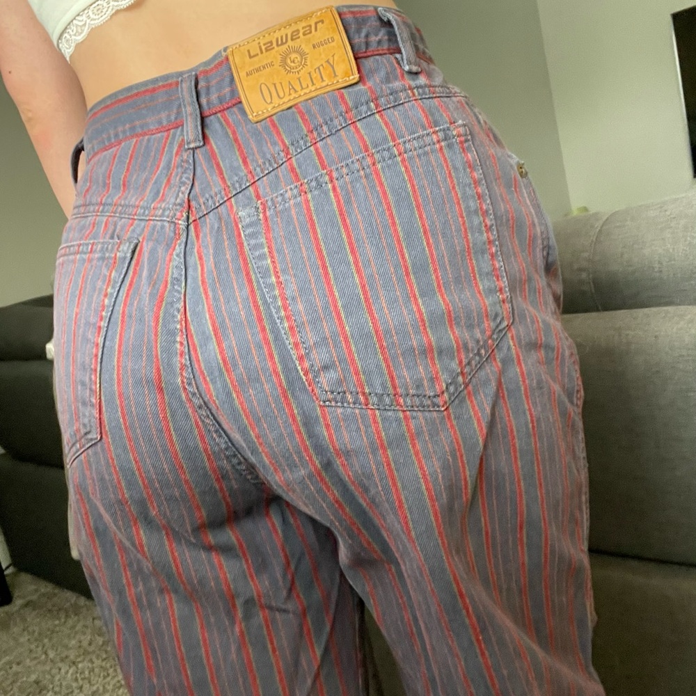 Vintage Lizwear striped high waisted straight leg jeans
